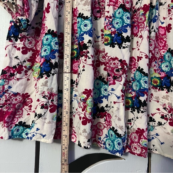 Umgee Multicolor Floral Lightweight 3/4 Sleeve Tunic Top Bohemian Floral Dress M - Picture 7 of 10